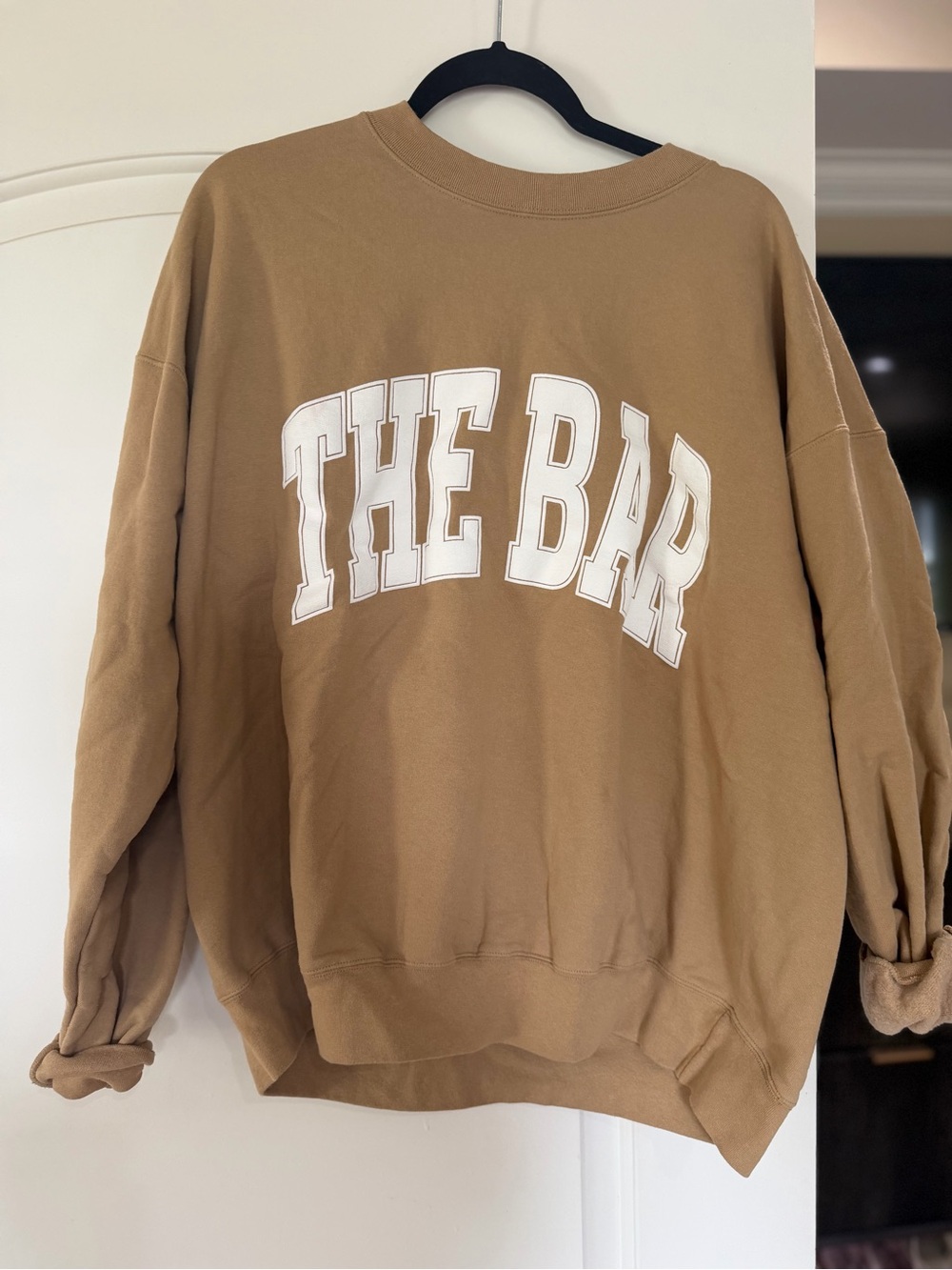 THE BAR Crewneck Sweatshirt in Brown/White Matte Lettering